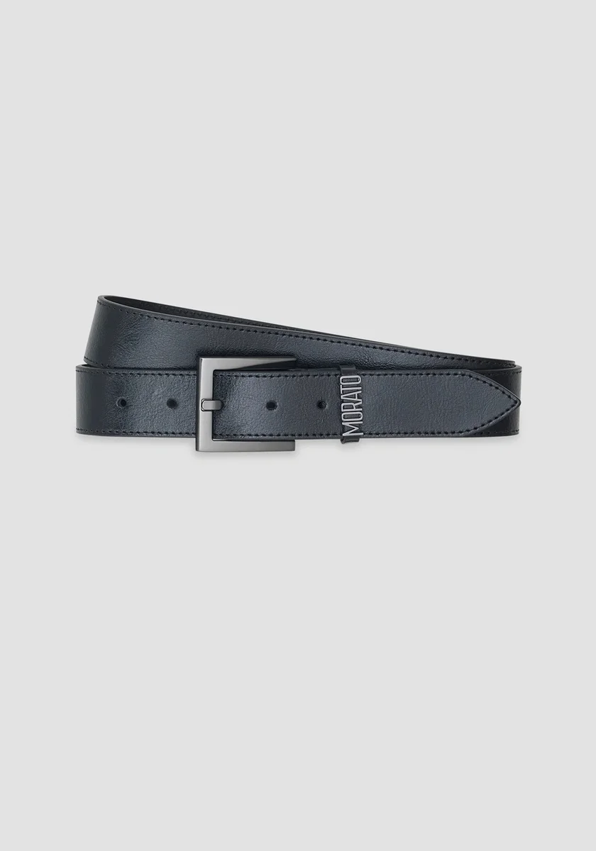 Cinturón Morato negro h.35 en piel de becerro con hebilla logo 3D